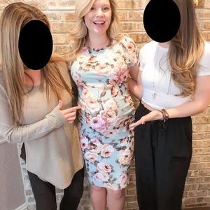PinkBlush Light Blue Rose Floral Maternity Dress